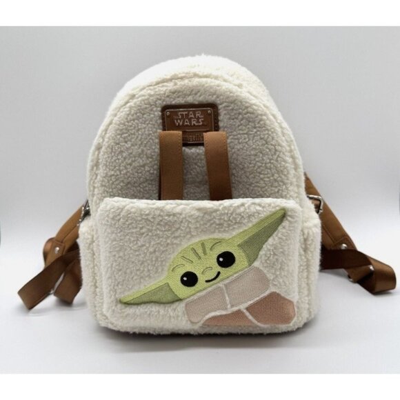 Loungefly Handbags - Disney Parks Loungefly Star Wars Baby Yoda Grogu Sherpa Fuzzy Backpack Rare